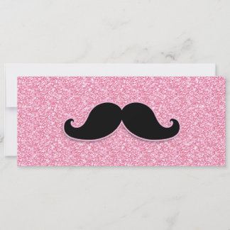 GIRLY BLACK MUSTACHE ROSA GLITTER tryckt