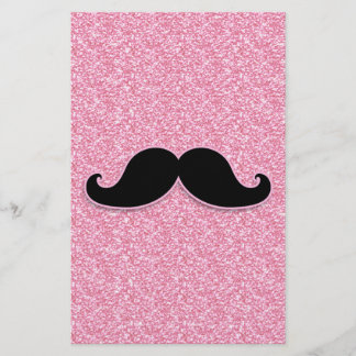 GIRLY BLACK MUSTACHE ROSA GLITTER tryckt