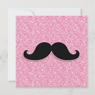 GIRLY BLACK MUSTACHE ROSA GLITTER tryckt