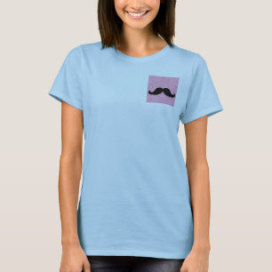 GIRLY BLACK MUSTACHE ROSA GLITTER tryckt T-shirt