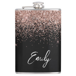 Girly Black Ro Guld Rosa Glitter Monogram Fickplunta