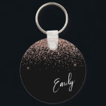 Girly Black Ro Guld  Rosa Glitter Monogram Nyckelring<br><div class="desc">Svart och Ro Guld -  Rosa Gnistra Glitter Skriptmonogram Namn nyckelringar (Nyckelring). Det gör perfekten söt 16-årsjubileum,  bröllop,  möhippa,  årsdag,  babydusch eller bachelorette-fest för någon som glam lyxen och chic stilar i kärlek.</div>