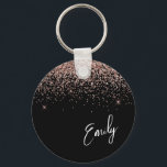 Girly Black Ro Guld  Rosa Glitter Monogram Nyckelring<br><div class="desc">Svart och Ro Guld -  Rosa Gnistra Glitter Skriptmonogram Namn nyckelringar (Nyckelring). Det gör perfekten söt 16-årsjubileum,  bröllop,  möhippa,  årsdag,  babydusch eller bachelorette-fest för någon som glam lyxen och chic stilar i kärlek.</div>