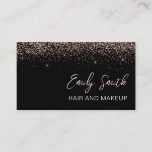 Girly Black Ro Guld  Rosa Glitter Visitkort
