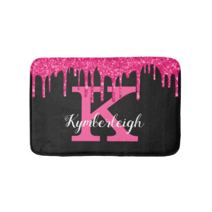 Girly Black Shock rosa Drives Monogram Namn Badrumsmatta