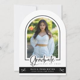 Girly Black White Photo Studenten-meddelande Inbjudningar