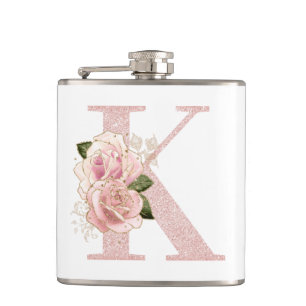 Girly Blek Ro Glitter Guld Blommigt Monogram K Fickplunta