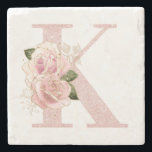 Girly Blek Ro Glitter Guld Blommigt Monogram K Stenunderlägg<br><div class="desc">Klassens moderna serif brev K med en faux blek ro guld glitter med en samordnande glitter mellan guld och rosa ro glam blommigt bouquet dekoration . Glam-grafiken i glitter är digitalt skapat och skrivs ut som ett foto. Monogramkolv för bröllop eller möhippa. Skicka en begäran via chattan för systemet om...</div>
