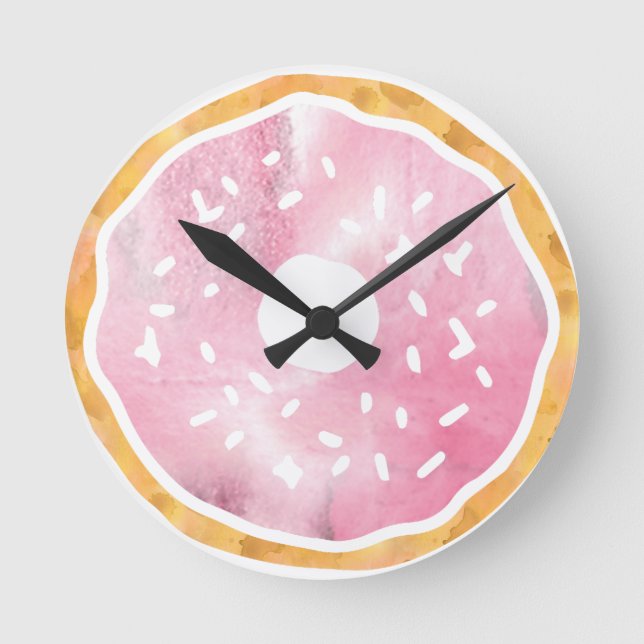 Girly Blek Rosa Donut Clock Rund Klocka (Framsida)