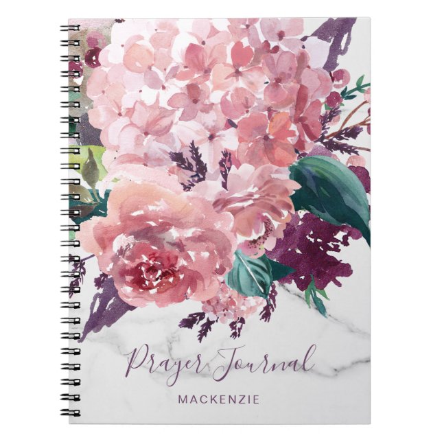 Girly Blommigt Marble Prayer Journal Anteckningsbok (Framsidan)