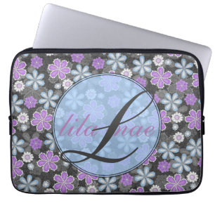 Girly Blommigt Monogram 13" Mac Bok/PC Laptop Fodral