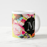Girly Blommigt Paisley Monogram Giant Mugg Jumbo Mugg<br><div class="desc">Cute och Girly Kaffe koppar</div>
