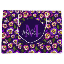 Girly Blommigt Pansies Mönster Lila Monogram