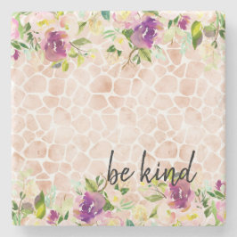 Girly Blommigt Peach Giraffe Skriv ut vattenfärg Stenunderlägg