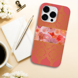 Girly Blommigt Rosa och Golden Damask Snöre