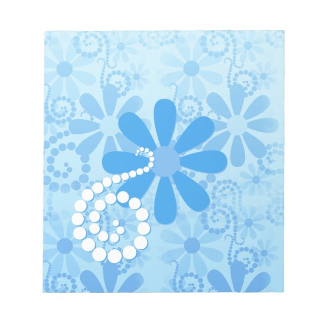Girly Blue Blommigt Retro Flowers Anteckningsblock (Framsida)