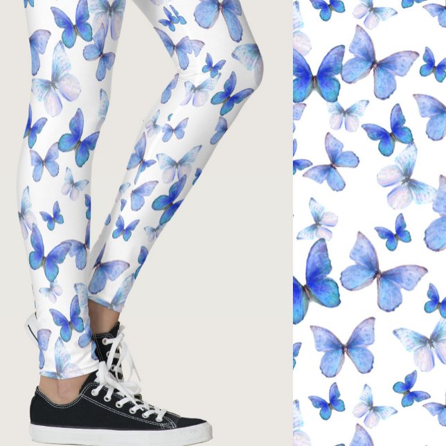Girly blue butterfly whimsical patterned leggings (Skapare uppladdad)