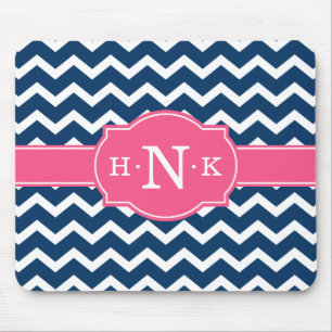 Girly Blue Chevron Rosa Monogram Musmatta