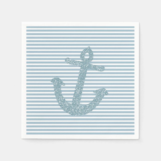Girly Blue Glitter Anchor Pappersservett (Framsidan)