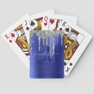 Girly Blue - Glitter Push Metall Monogram Casinokort
