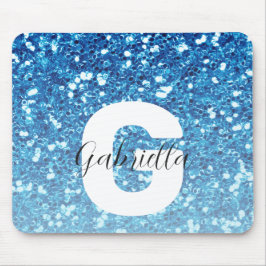 Girly Blue Glitter Sparkles Monogram Script Name Musmatta
