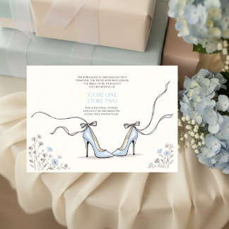 Girly Blue Heels Bridal Shower Enclosure Card Tilläggskort