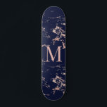 Girly Blue Marble Ro Gold Foil Monogram Mini Skateboard Bräda 18,5 Cm<br><div class="desc">Skattbräda i den blå marmorskplattan i den blå marmorkulan i Ro,  med trendig i ro guld/rosa på marmor i marmor av marmor och ditt anpassningsbar monogram. Perfekt för ditt giriga,  lyxaktiga estetiska.</div>