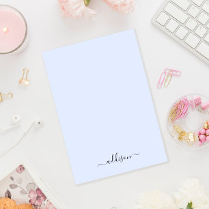 Girly Blue Monogram Modern Script-Personlig Post-it Block