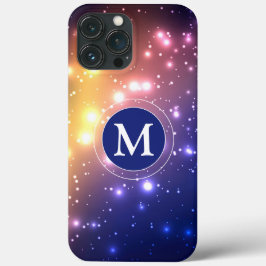 Girly Blue Rosa Gult Glow Sparkly Monogram