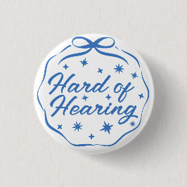 Girly Blue Whimsical Doodle Bow Hard of Hearing Knapp