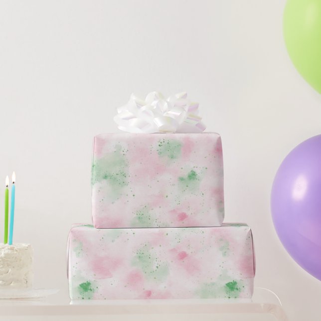 Girly Blush Pink Green Abstract Birthday Presentpapper (Festgåvor)