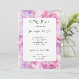 Girly Blush Rosa Chic Lavendel Blommig Baby Shower Inbjudningar