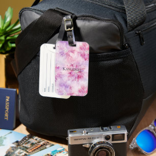 Girly Blush Rosa Chic Lavendel Blommig   Bagagebricka