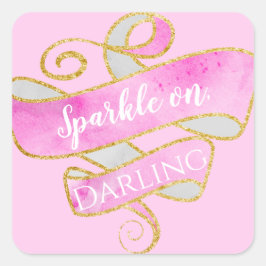 Girly Blush Rosa Guld Glitter Gnistra På, Älskling Fyrkantigt Klistermärke