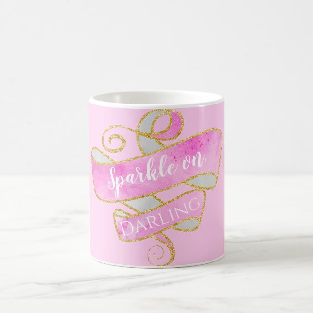 Girly Blush Rosa Guld Glitter Gnistra På, Älskling Kaffemugg (Center)