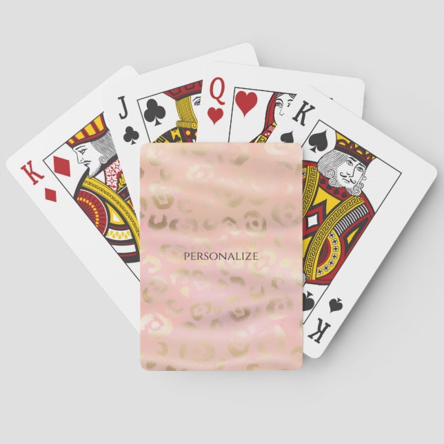 Girly Blush Rosa Guld Leopard Djur  Casinokort (Baksidan)