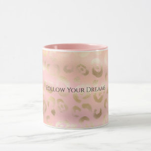 Girly Blush Rosa Guld Leopard Djur  Mugg