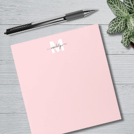 Girly Blush Rosa Kalligrafi Namn Monogram Anteckningsblock