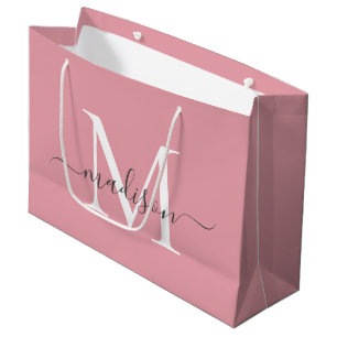 Girly Blush Rosa Monogram Grå Elegant Skrift Namn