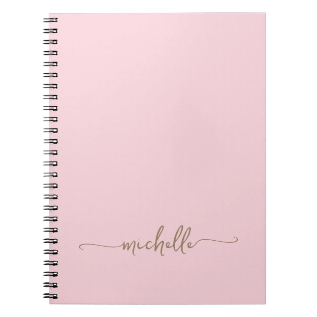 Girly Blush Rosa Monogram Namn Skrift Signatur Anteckningsbok (Framsidan)