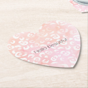 Girly Blush Rosa Persika Guld Leopard Djur Underlägg Papper