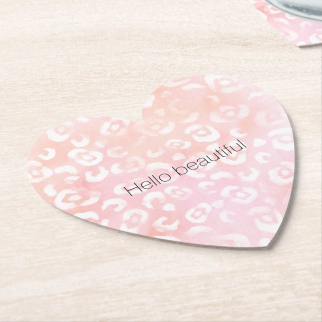 Girly Blush Rosa Persika Guld Leopard Djur Underlägg Papper (Vinklad)
