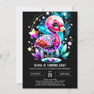 Girly Boho Flamingo Birthday Inbjudningar
