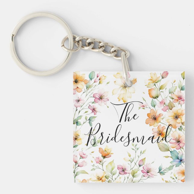 Girly Boho Orange Rosa Watercolor Wildblommor (Framsidan)