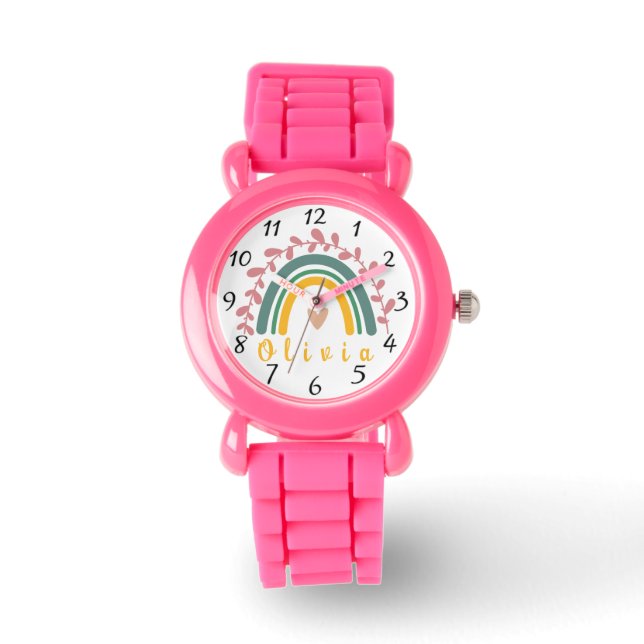 Girly Boho Rainbow med Personlig Namn Armbandsur (Framsida)