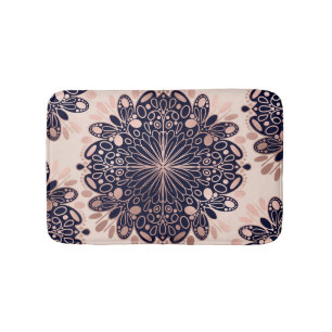 Girly Boho Ro Guld  Rosa Navy Mandalas Badrumsmatta