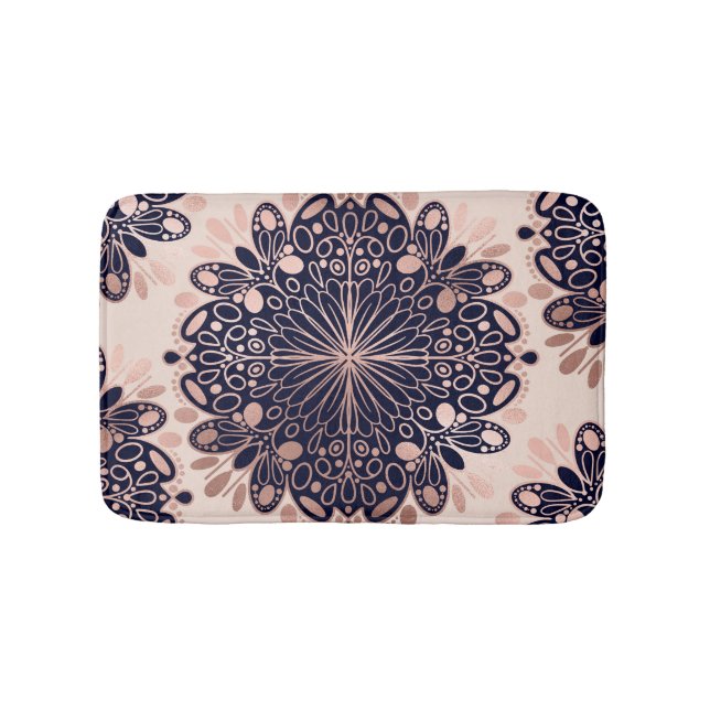 Girly Boho Ro Guld  Rosa Navy Mandalas Badrumsmatta (Framsidan)
