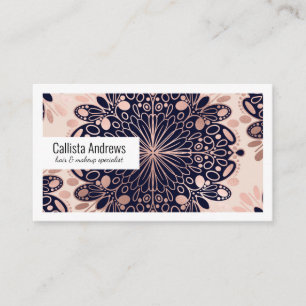 Girly Boho Ro Guld Rosa Navy Mandalas Visitkort