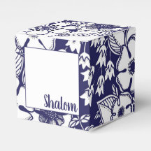 Girly Botanical Shalom Blue White Garden Teckning