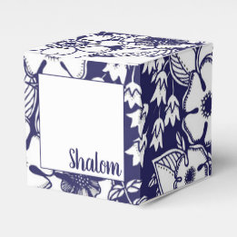 Girly Botanical Shalom Blue White Garden Teckning Presentaskar